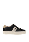 Paul Green Pebbled Leather Glitter Court Trainers, Black