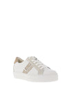 Paul Green Pebbled Leather Glitter Court Trainers, White