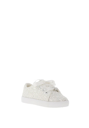 Paula’s Communion Glitter Trainer, White