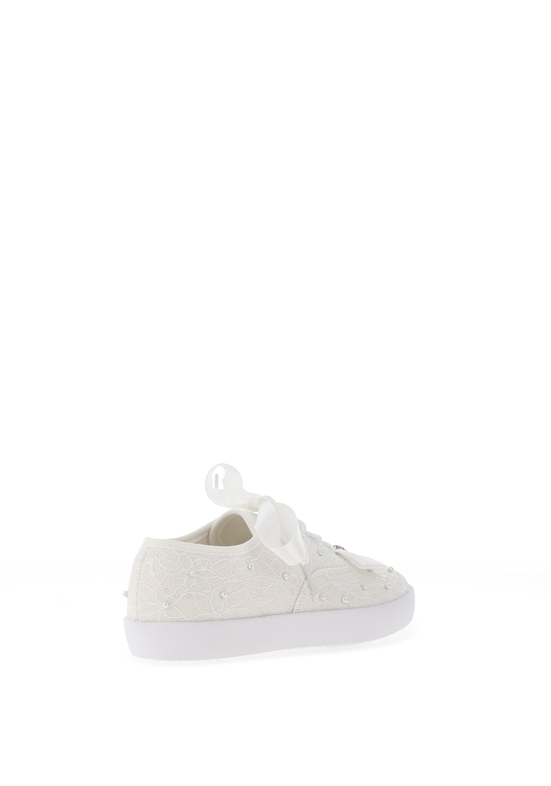Paula’s Communion Lace and Pearl Trainer, White