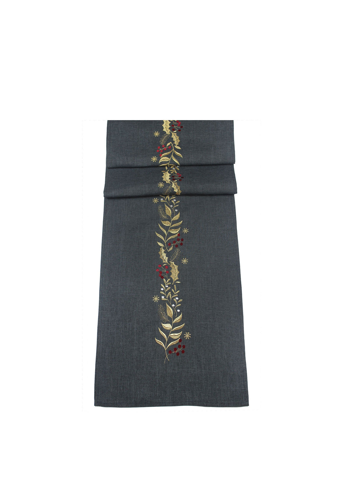 Peggy Wilkins Lustrous Table Runner 14”x75”, Pewter