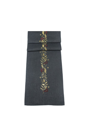 Peggy Wilkins Lustrous Table Runner 14”x75”, Pewter