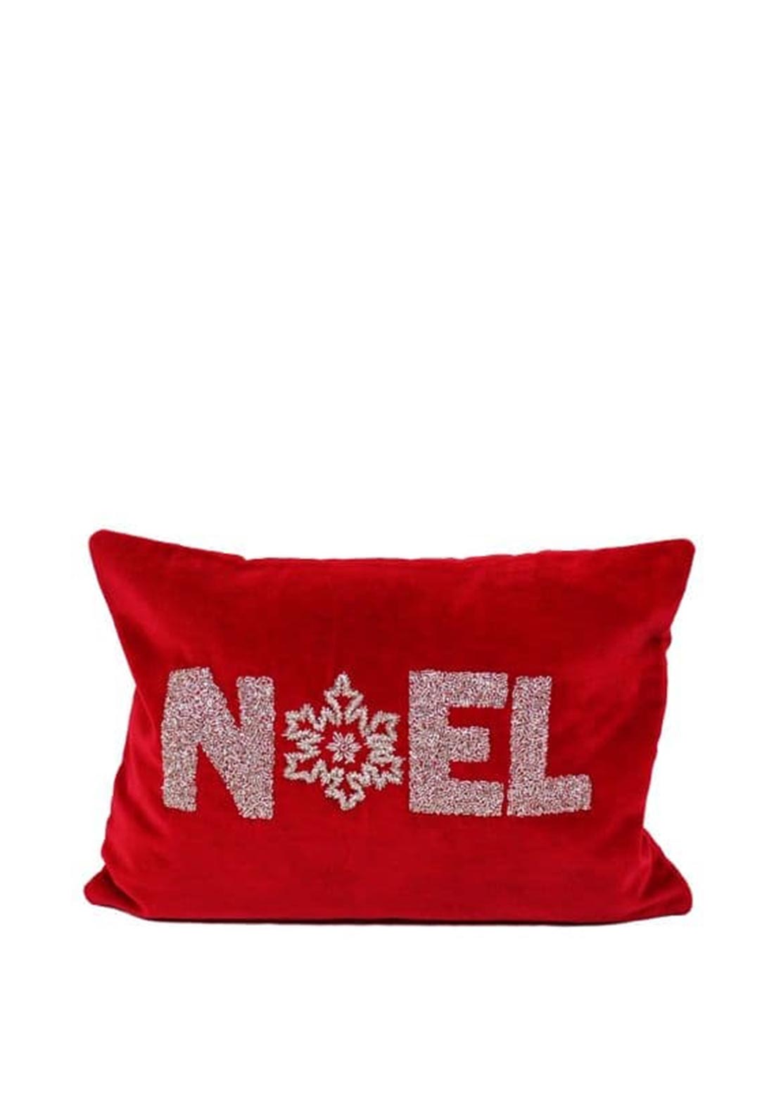 Peggy Wilkins Beaded Noel Cushion, Red