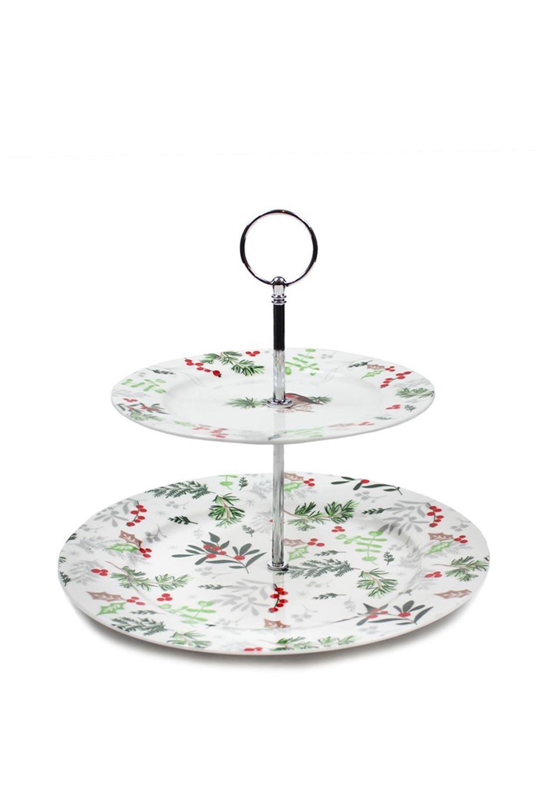 Peggy Wilkins Winter Hedgerow Two Tier Cake Stand, White