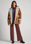 Pepe Jeans Rose Fleece Lined Suedette Coat, Tobacco