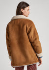 Pepe Jeans Rose Fleece Lined Suedette Coat, Tobacco