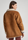 Pepe Jeans Rose Fleece Lined Suedette Coat, Tobacco