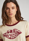 Pepe Jeans Lips Logo Print T-Shirt, Sand Beige