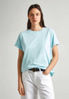 Pepe Jeans Liu Embroidered Cotton T-Shirt, Aqua