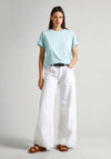 Pepe Jeans Liu Embroidered Cotton T-Shirt, Aqua