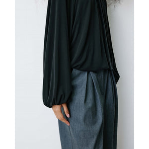 Grace & Mila Barbara Round Neckline Ruched Blouse, Black