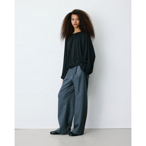 Grace & Mila Barbara Round Neckline Ruched Blouse, Black