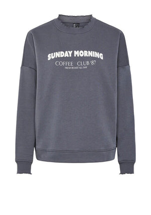 Pieces Papaya Sunday Morning Sweatshirt, Navy