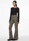Pieces Georgina Leopard Flare Leggings, Brown
