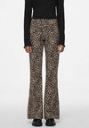 Pieces Georgina Leopard Flare Leggings, Brown