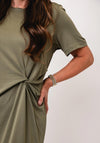 Pieces Anora Knot Detail T-Shirt Dress, Green