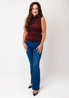 Pieces Madison Draped High Neck Top, Wine