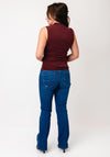 Pieces Madison Draped High Neck Top, Wine