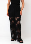 PIECES Rinne High Waisted Straight Lace Trousers, Black