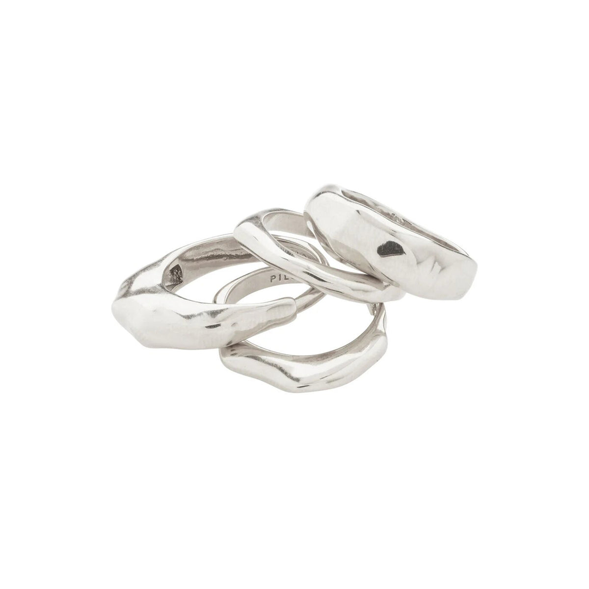 Pilgrim Asher Adjustable Set of 4 Rings, Silver