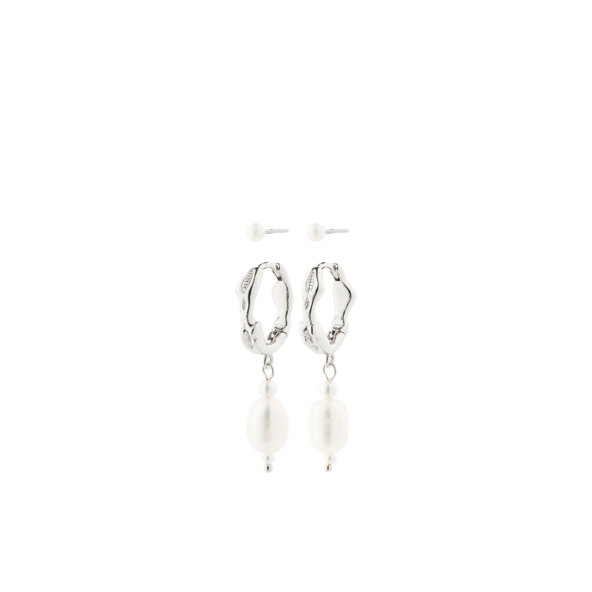 Pilgrim Constance Pearl Set of 2 Earrings, Silver