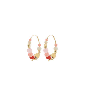 Pilgrim Dream Gold Plated Beaded Hoop Earrings, Gold