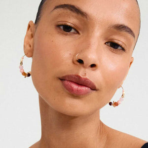 Pilgrim Dream Gold Plated Beaded Hoop Earrings, Gold