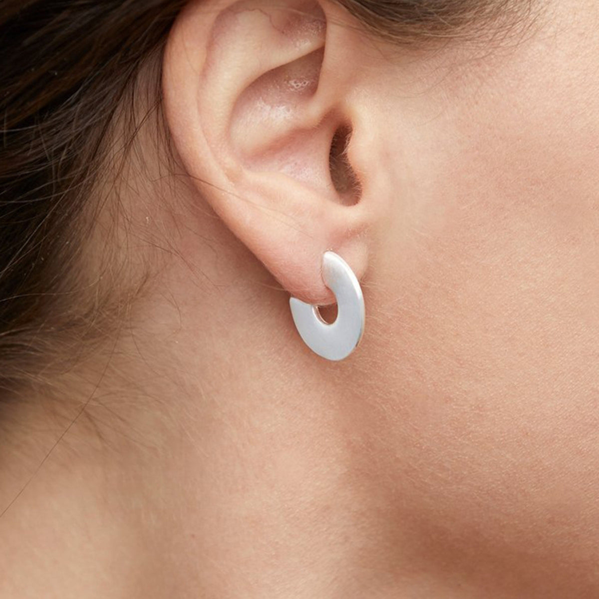 Pilgrim Vivian Flat Hoop Earrings, Silver