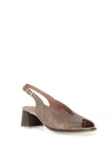 Pitillos Sling Back Perforated Floral Mid Heeled Shoes, Bronze