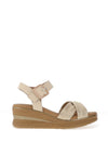 Pitillos Criss Cross Mid Wedge Sandals, Beige & Gold
