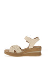 Pitillos Criss Cross Mid Wedge Sandals, Beige & Gold