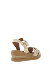 Pitillos Criss Cross Mid Wedge Sandals, Beige & Gold