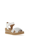 Pitillos Criss Cross Mid Wedge Sandals, Beige & Gold