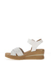 Pitillos Criss Cross Mid Wedge Sandals, Beige & Gold