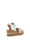Pitillos Criss Cross Mid Wedge Sandals, Beige & Gold
