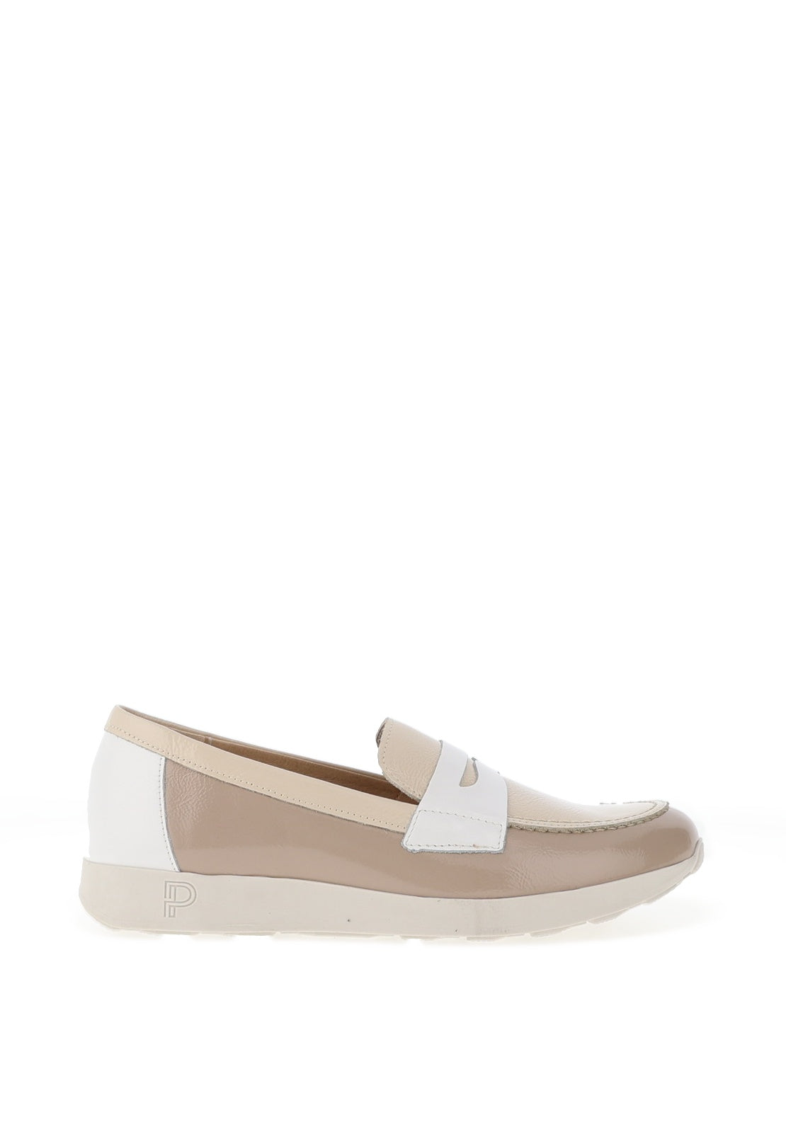 Pitillos Patent Leather Colour Block Laofers, Stone