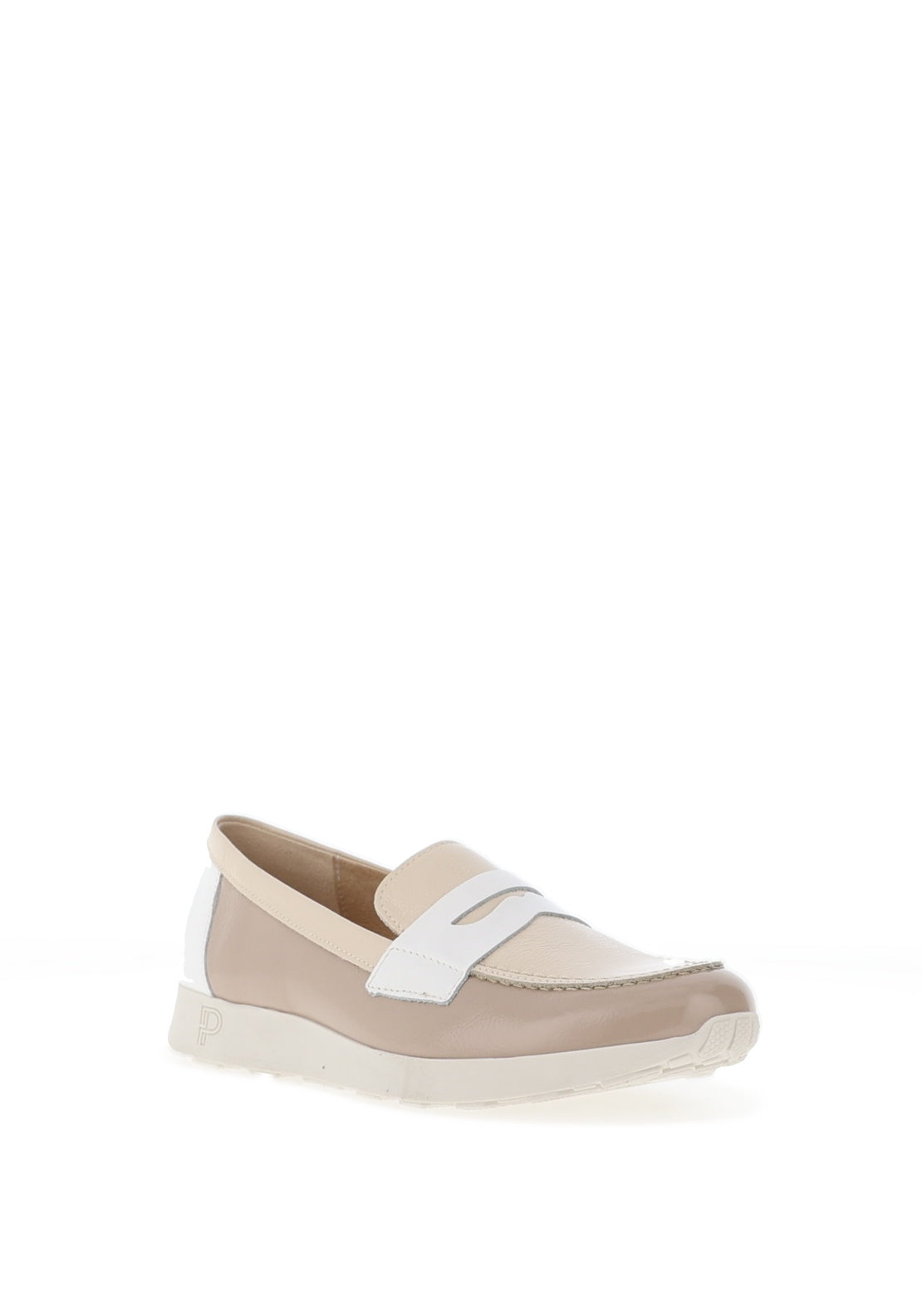 Pitillos Patent Leather Colour Block Laofers, Stone
