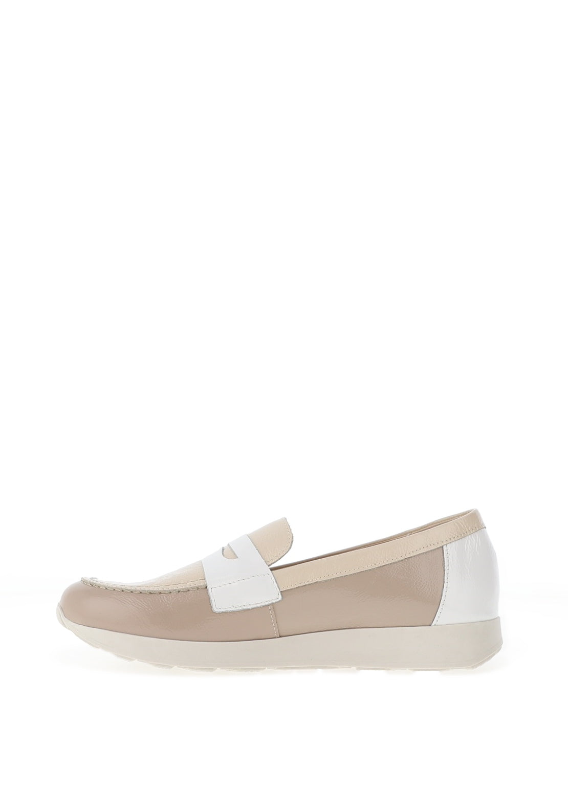 Pitillos Patent Leather Colour Block Laofers, Stone