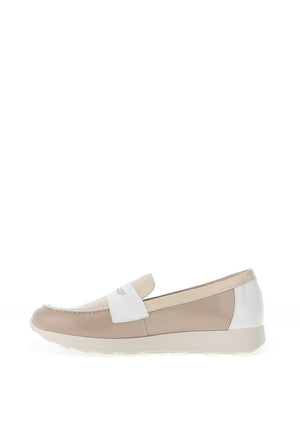 Pitillos Patent Leather Colour Block Laofers, Stone