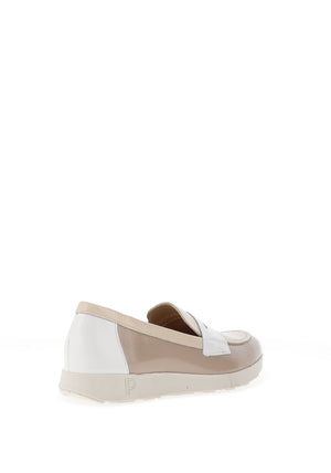 Pitillos Patent Leather Colour Block Laofers, Stone