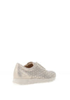 Pitillos Shimmering Perforated Floral Print Trainers, Gold