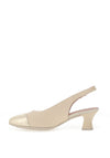 Pitillos Sling Back Low Heeled Shoes, Beige & Gold