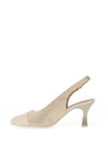 Pitillos Sling Back Reptile Print Mid Heeled Shoes, Cream