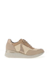 Pitillos Leather Lace Wedge Trainer, Natural