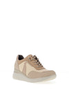 Pitillos Leather Lace Wedge Trainer, Natural