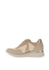 Pitillos Leather Lace Wedge Trainer, Natural