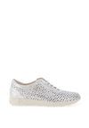 Pitillos Shimmering Perforated Floral Print Trainers, Silver