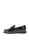 Pitillos Patent Buckle Detail Loafers, Black
