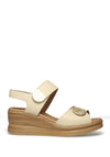 Pitillos Pebbled Leather Velcro Strap Wedge Sandals, Cream Beige
