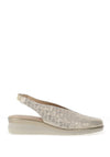 Pitillos Leather Weave Low Wedge Shoes, Gold